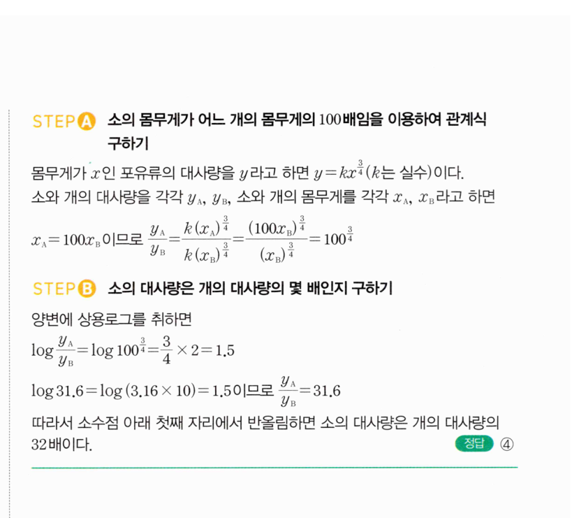 마플시너지 대수 268번 풀이 – 상용로그의 실생활에서의 활용 - 관계식이 주어진 경우 (1)