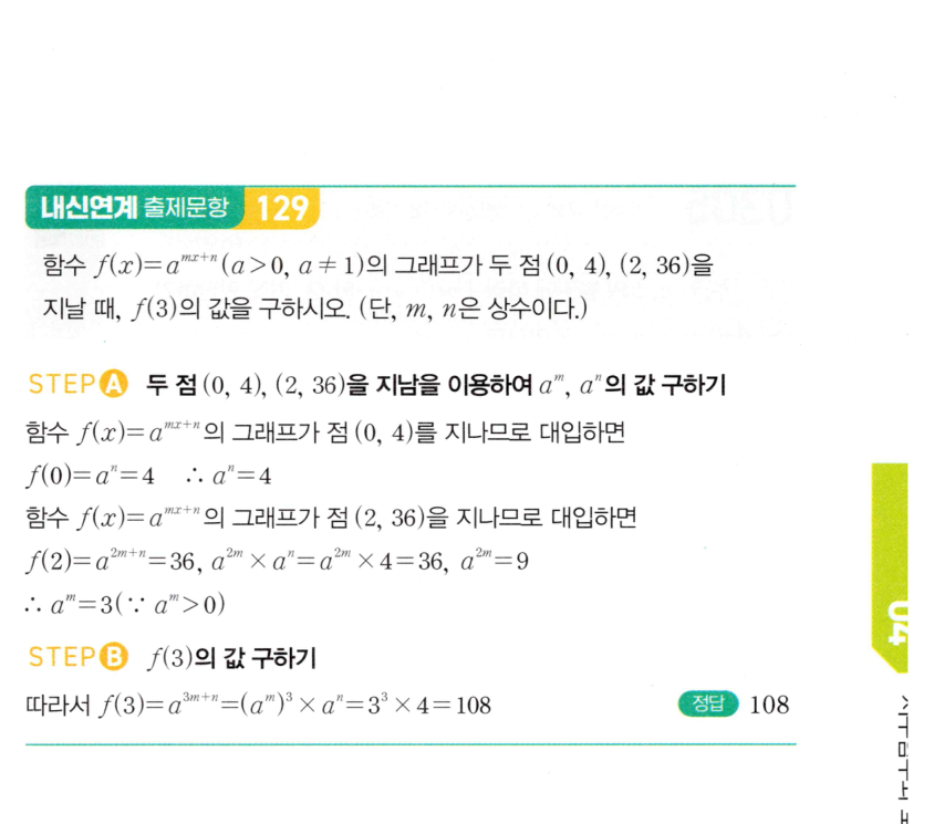 마플시너지 대수 301번 풀이 – [최다빈출 왕중요] [TOUGH] 지수함수의 그래프 위의 점 - 함숫값