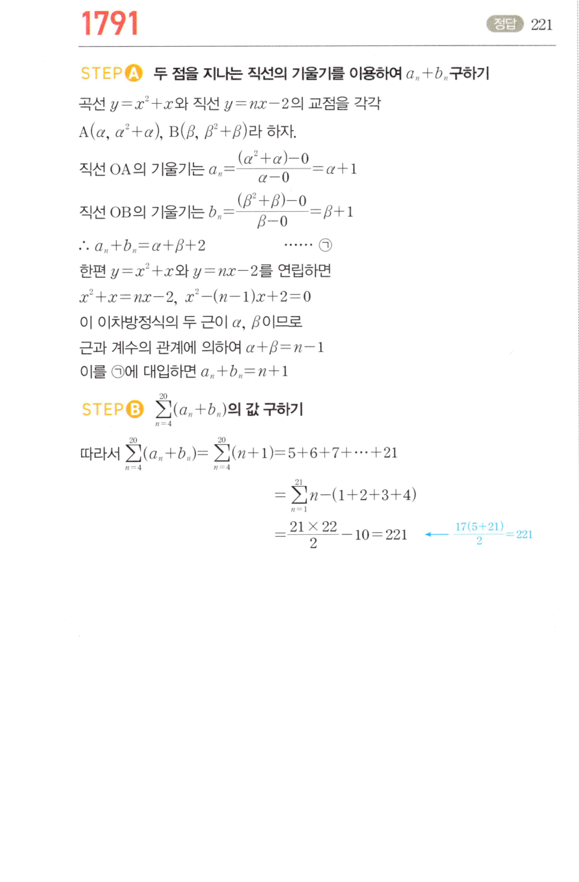 마플시너지 대수 1781번 풀이 서술형 – 이차함수의 최솟값과 수열