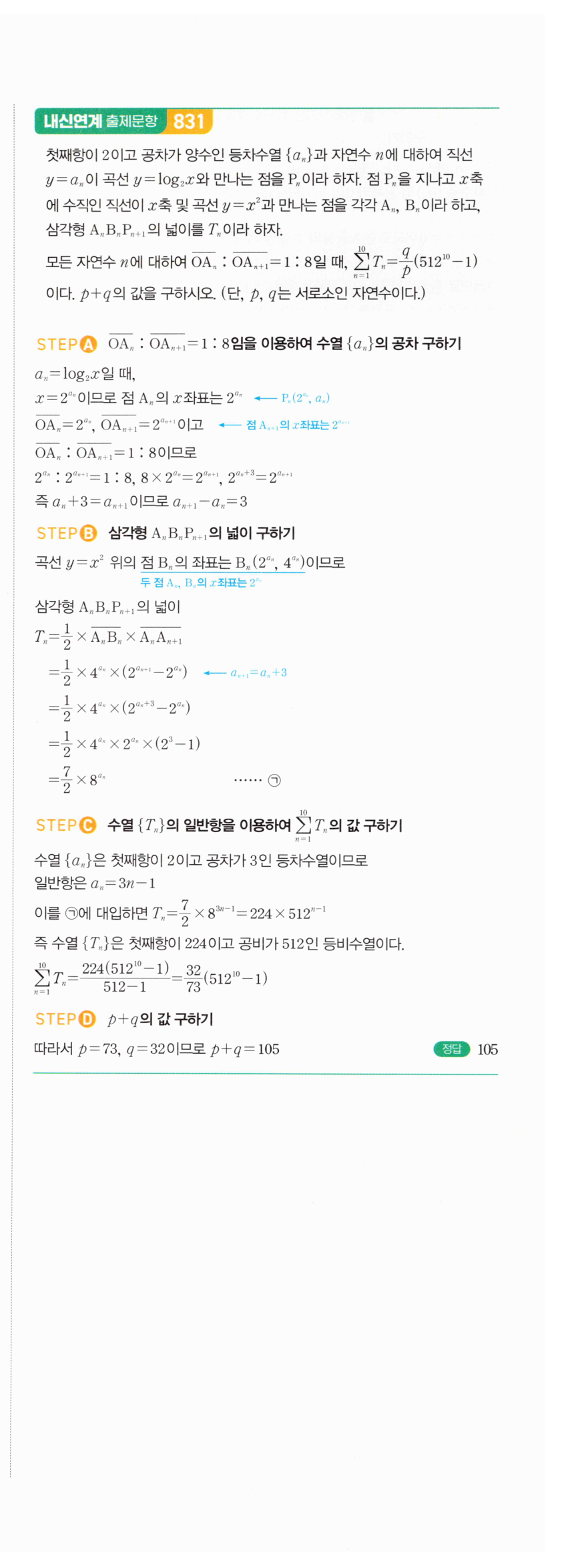 마플시너지 대수 1789번 풀이 일등급 – 등비수열과 절댓값 시그마