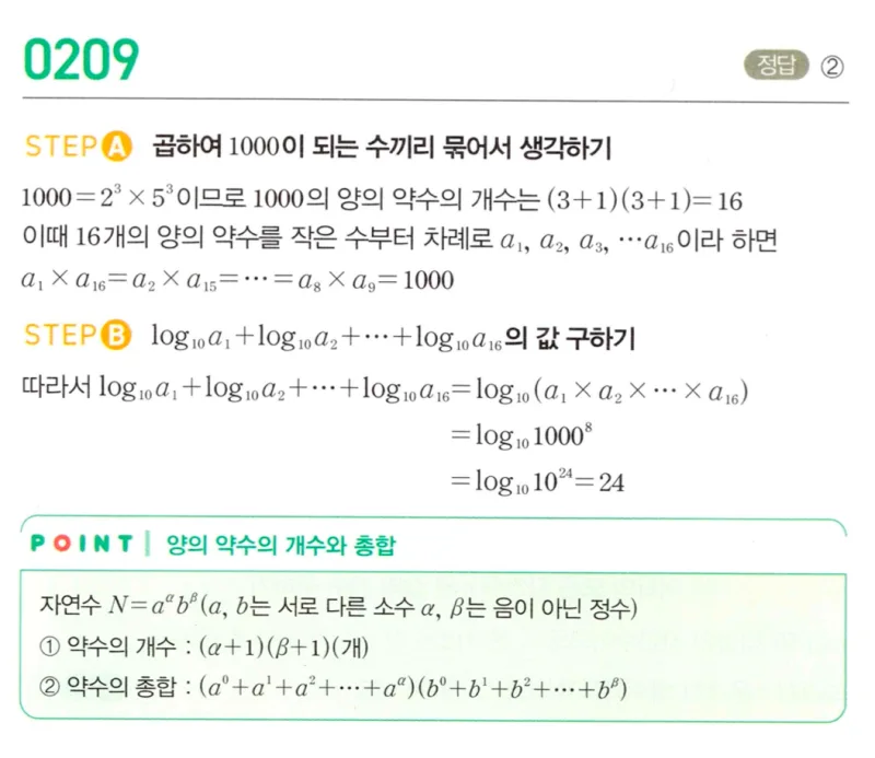마플시너지 대수1 209번 풀이
