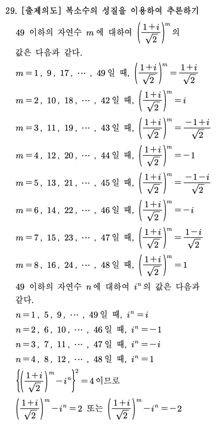 2023년 6월 29번 해설 1 - 복소수 주기표