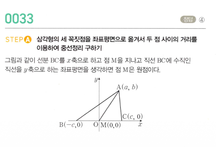 MAPL 공통수학2 0033번 해설 - STEP A 중선정리 좌표 설정