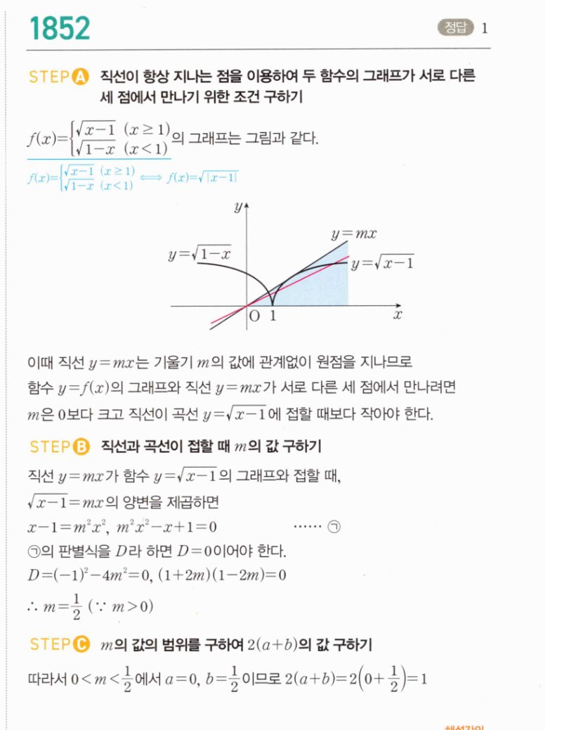 마플시너지 공통수학2 1852번 해설 이미지 1