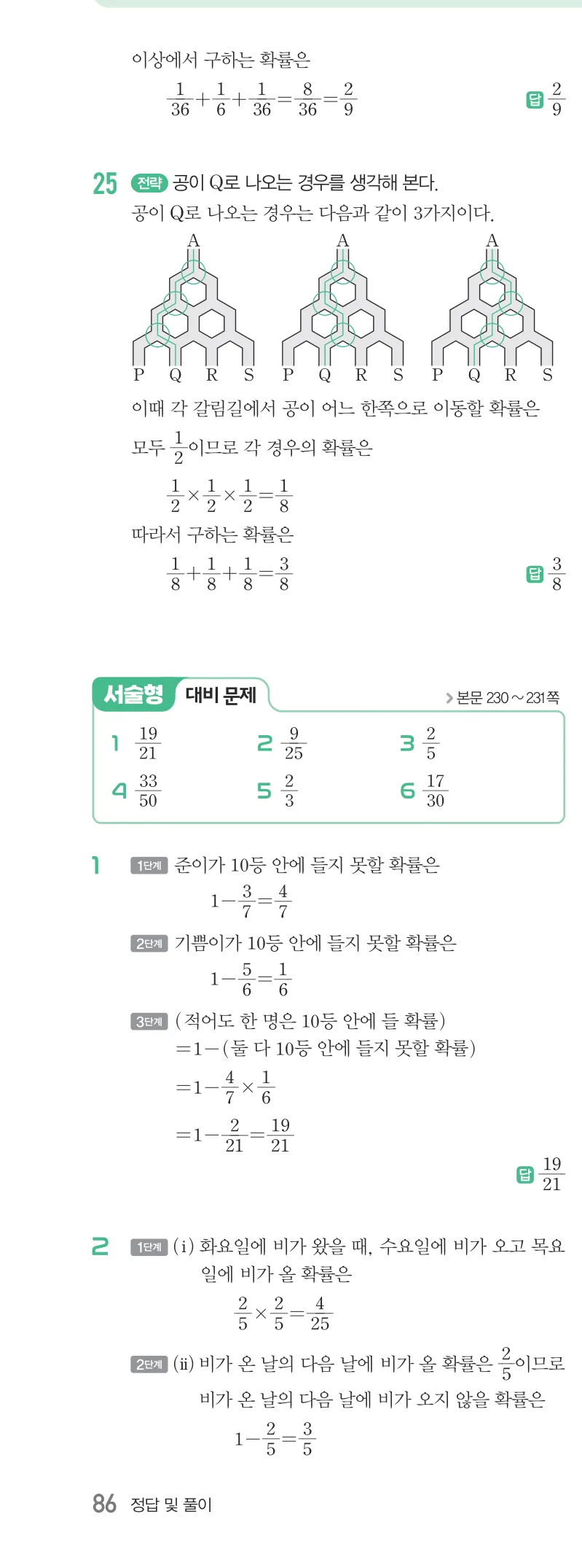 개념원리 중2-2 답지 10 확률 해설 86쪽