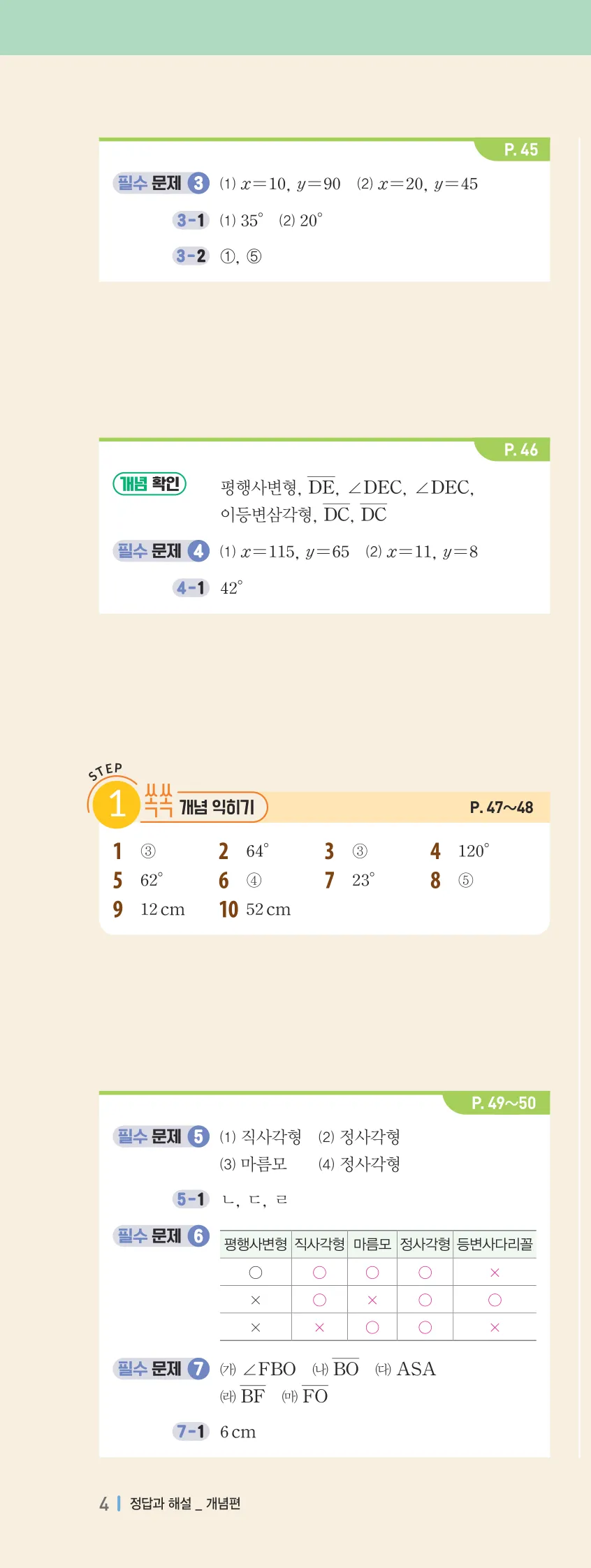 개념플러스유형 2-2 빠른답지 개념편 4쪽 왼쪽