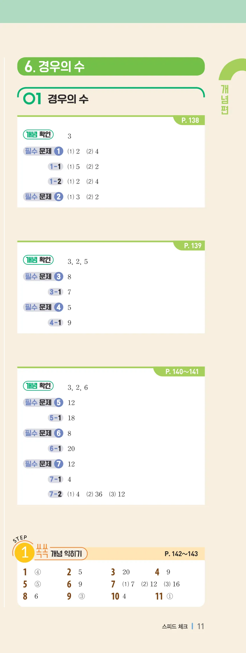 개념플러스유형 2-2 빠른답지 개념편 11쪽 오른쪽