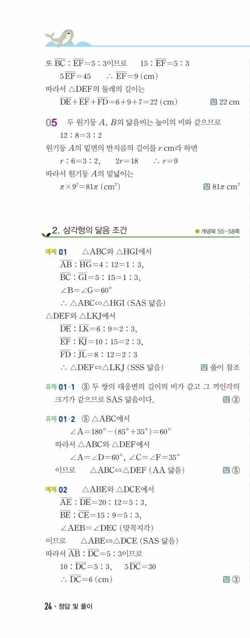개념쎈 중2-2 개념북 03 도형의 닮음 답지 해설 (3)