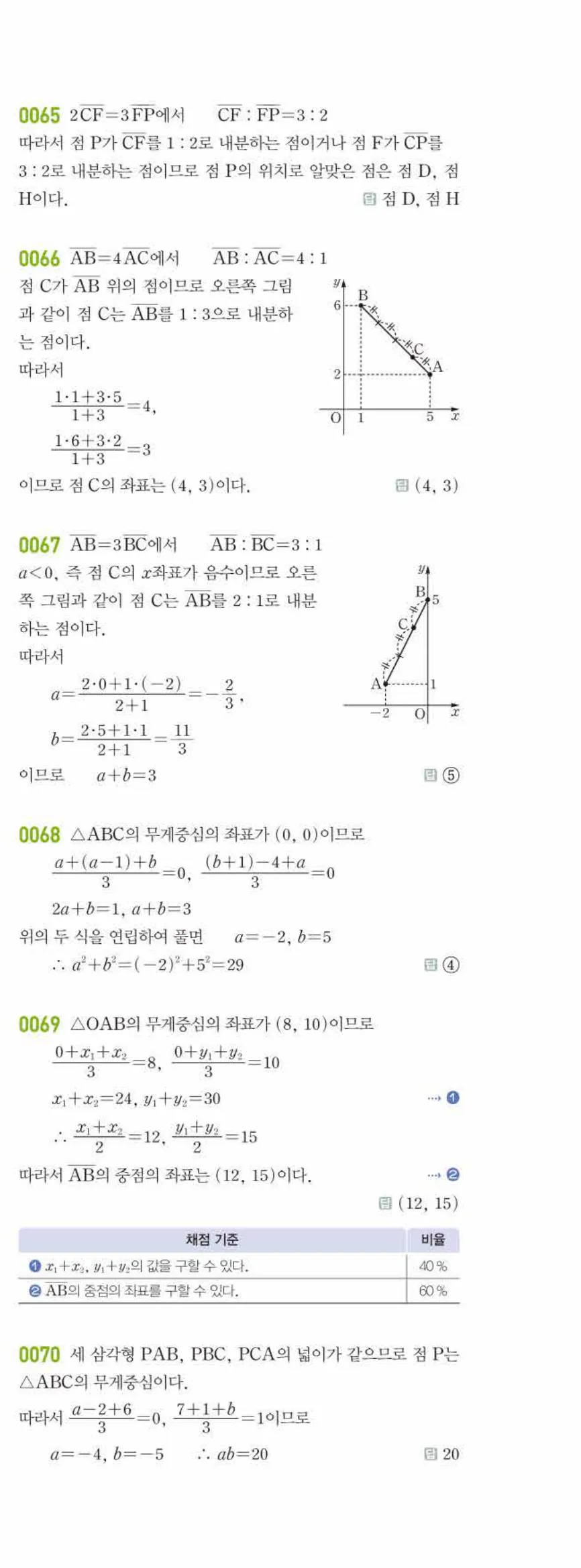 라이트쎈 공통수학2 01 평면좌표 답지 해설 6쪽 오른쪽