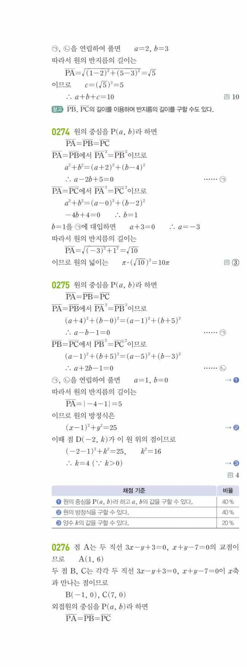 라이트쎈 공통수학2 03 원의 방정식 답지 해설 27쪽 왼쪽