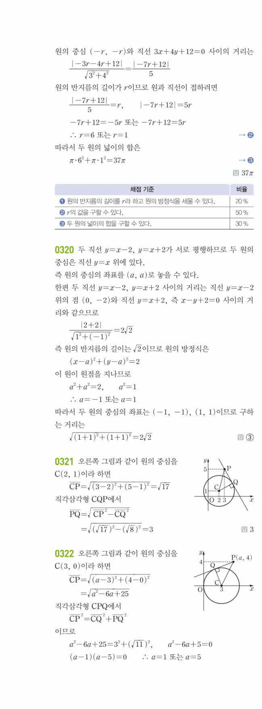라이트쎈 공통수학2 03 원의 방정식 답지 해설 33쪽 왼쪽