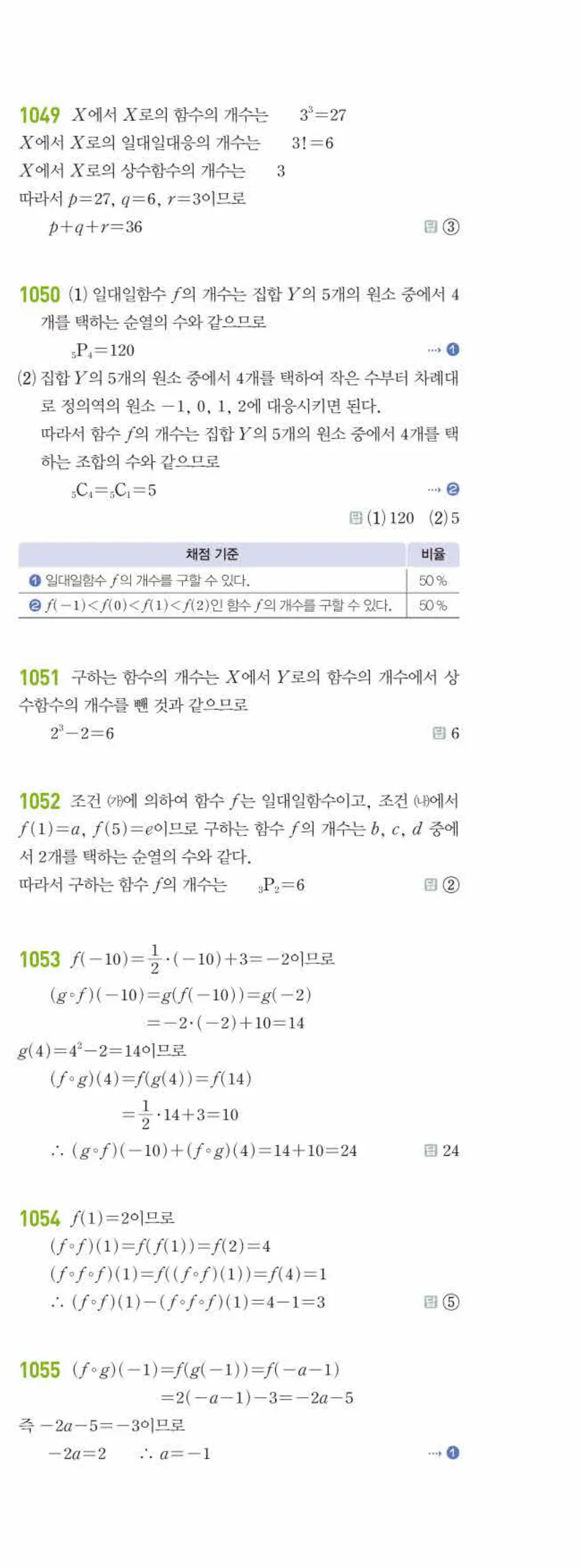 라이트쎈 공통수학2 08 함수 답지 해설 96쪽 오른쪽