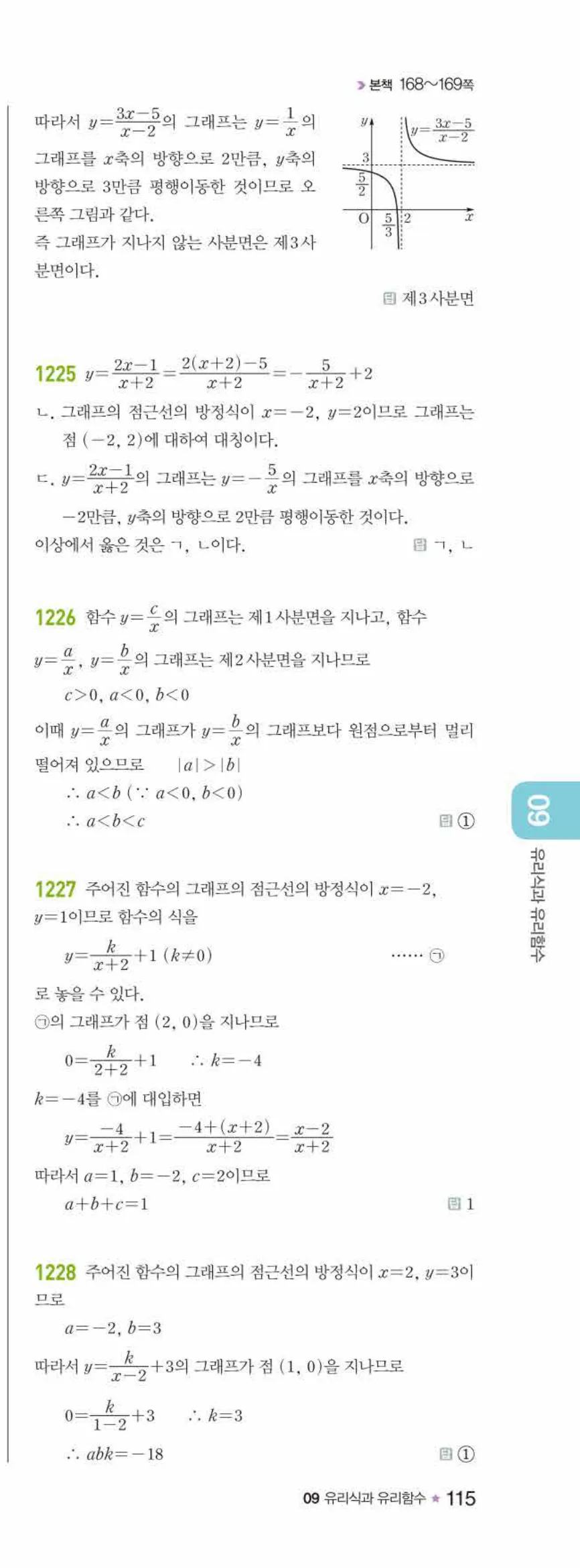 라이트쎈 공통수학2 09 유리식과 유리함수 답지 해설 115쪽 오른쪽