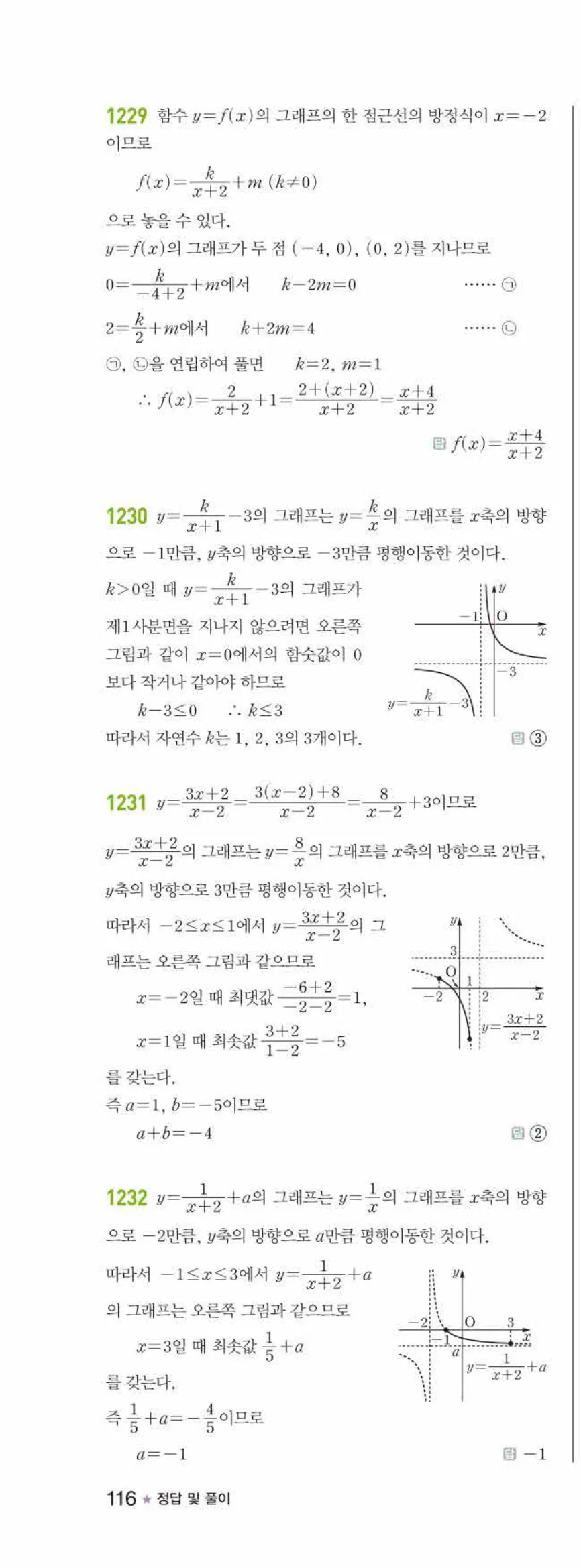라이트쎈 공통수학2 09 유리식과 유리함수 답지 해설 116쪽 왼쪽