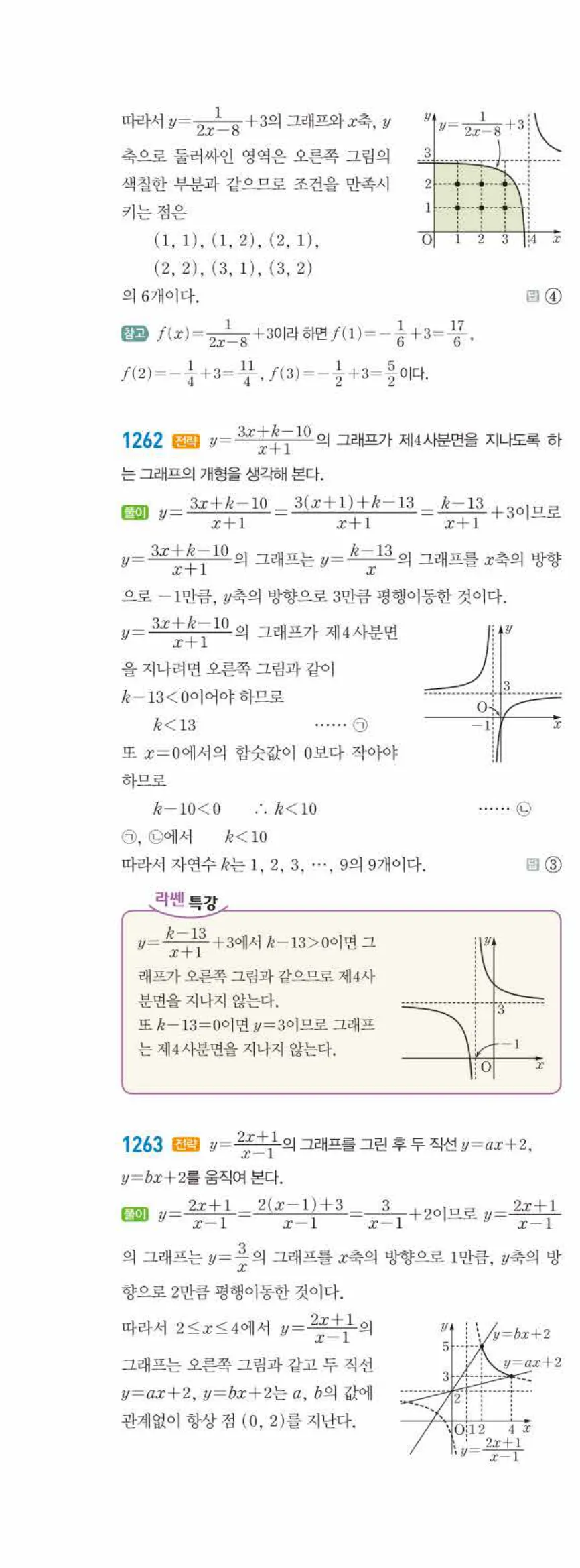 라이트쎈 공통수학2 09 유리식과 유리함수 답지 해설 121쪽 왼쪽