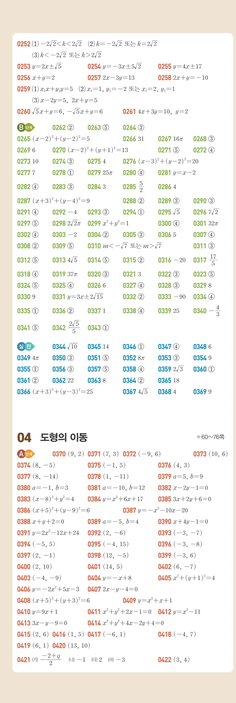 라이트쎈 공통수학2 빠른 정답 3쪽 왼쪽