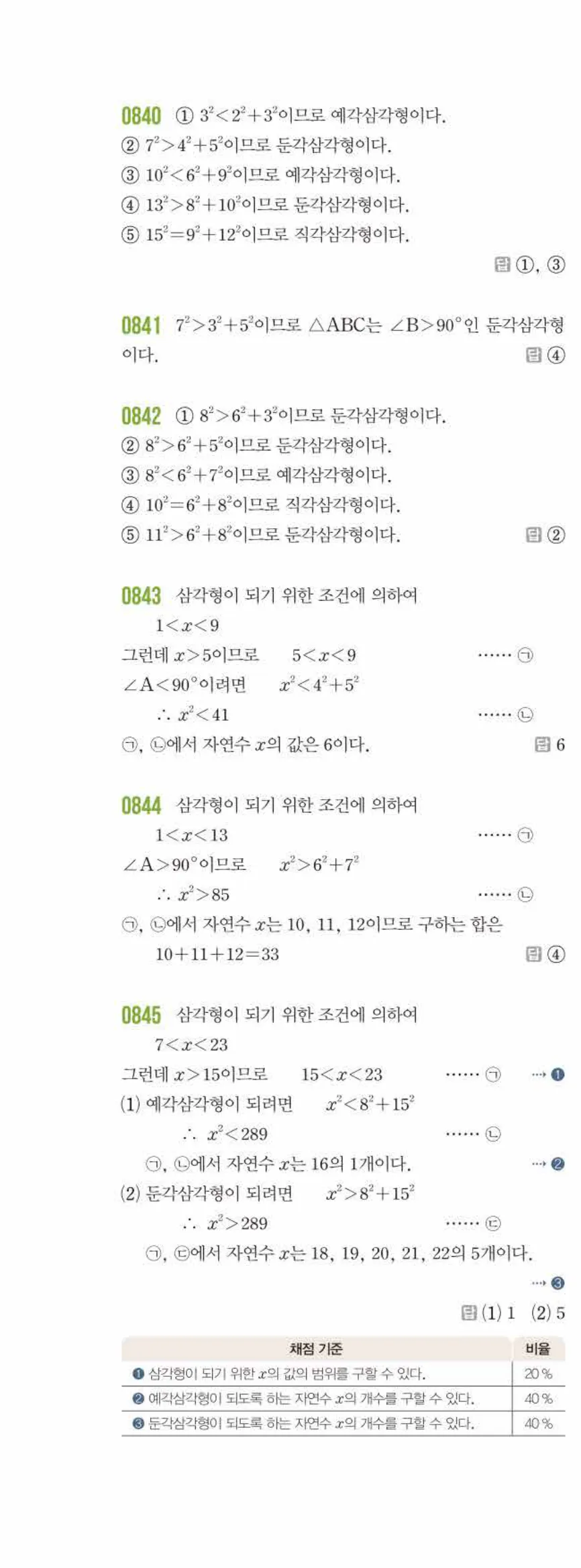 라이트쎈 중2-2 09 피타고라스 정리 답지 해설 (11)