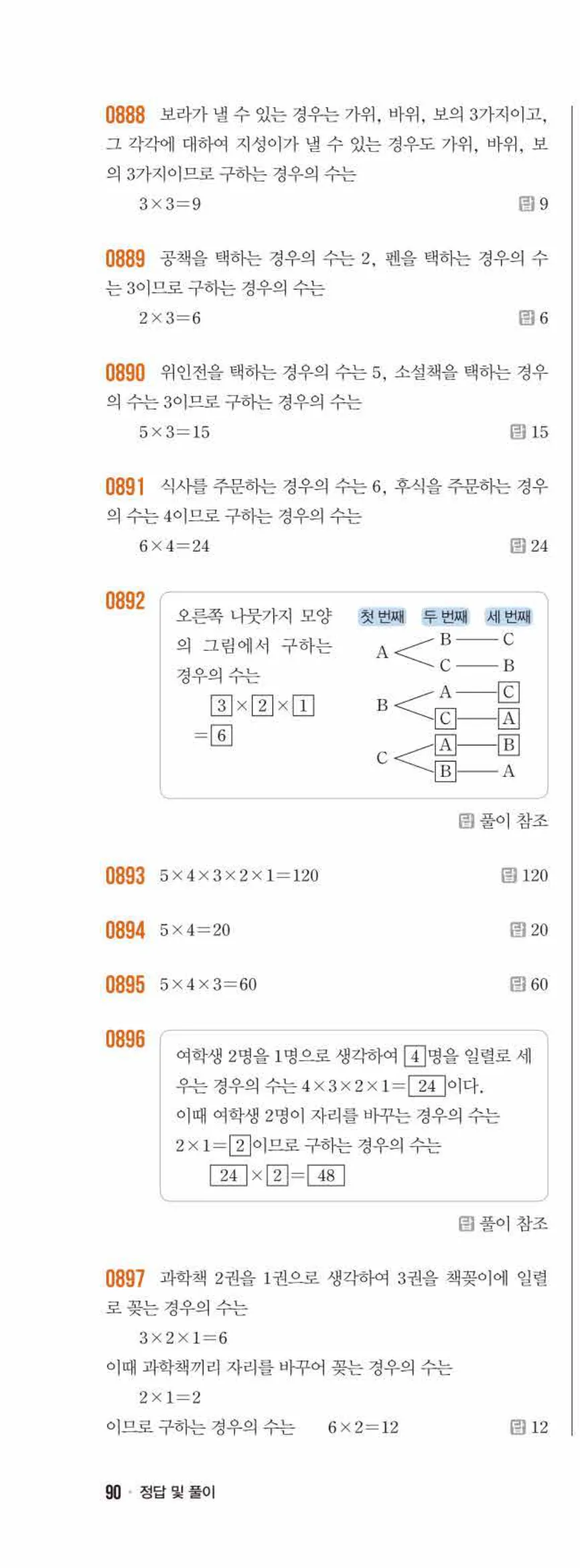 라이트쎈 중2-2 10 경우의 수 답지 해설 (3)