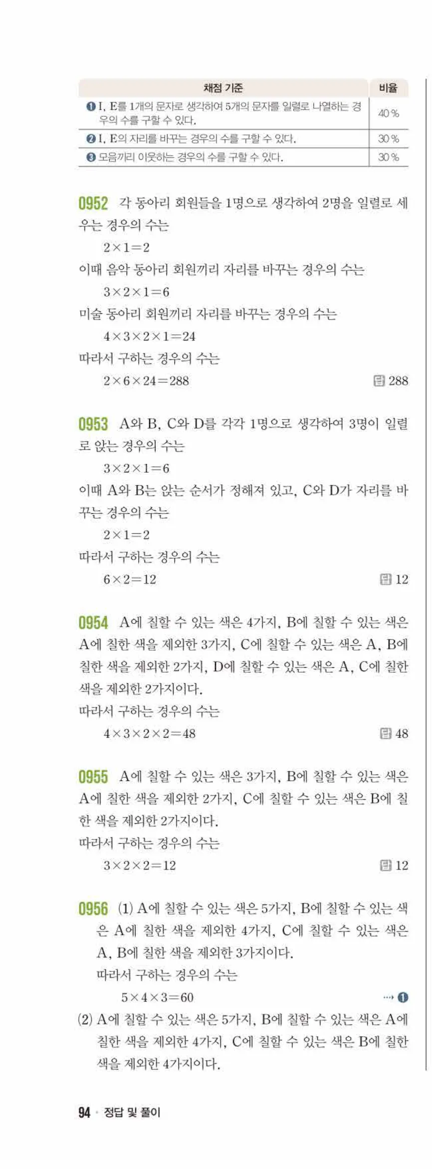 라이트쎈 중2-2 10 경우의 수 답지 해설 (11)