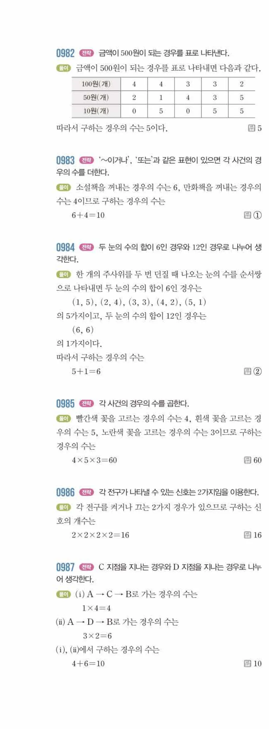 라이트쎈 중2-2 10 경우의 수 답지 해설 (17)