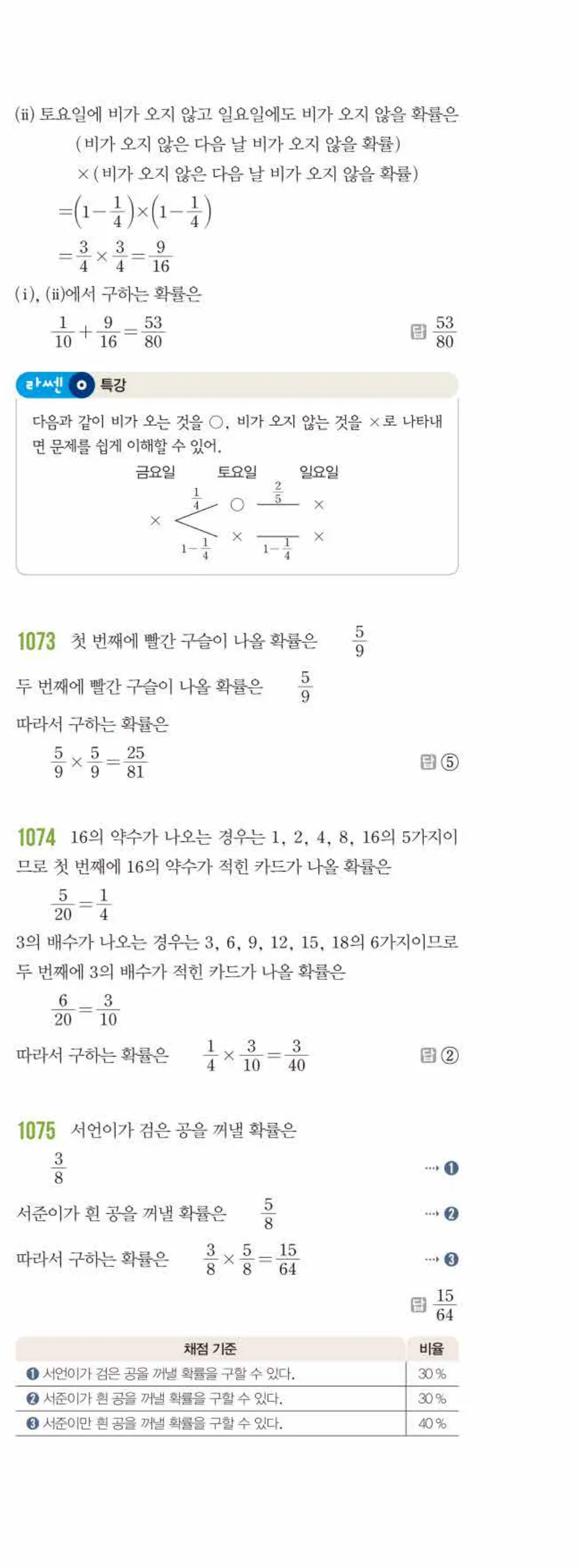 라이트쎈 중2-2 11 확률 답지 해설 (14)