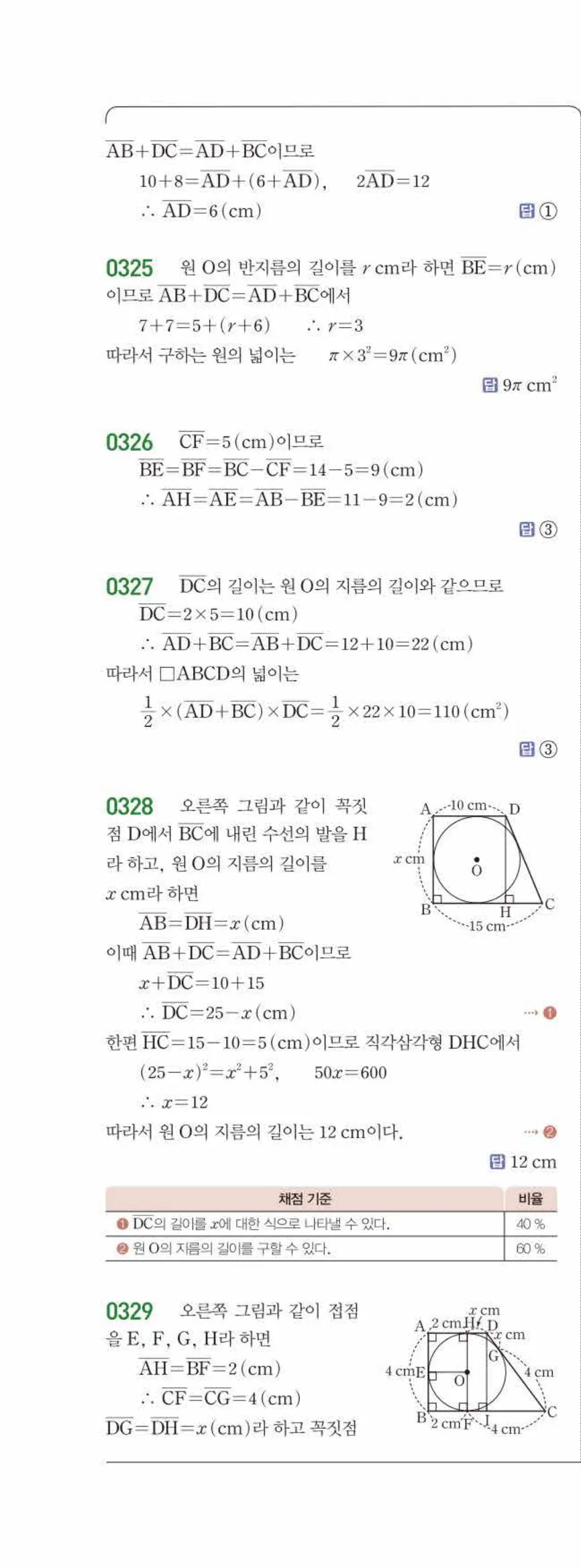 15개정 라이트쎈 중3-2 03 원과 직선 답지 해설 (15)
