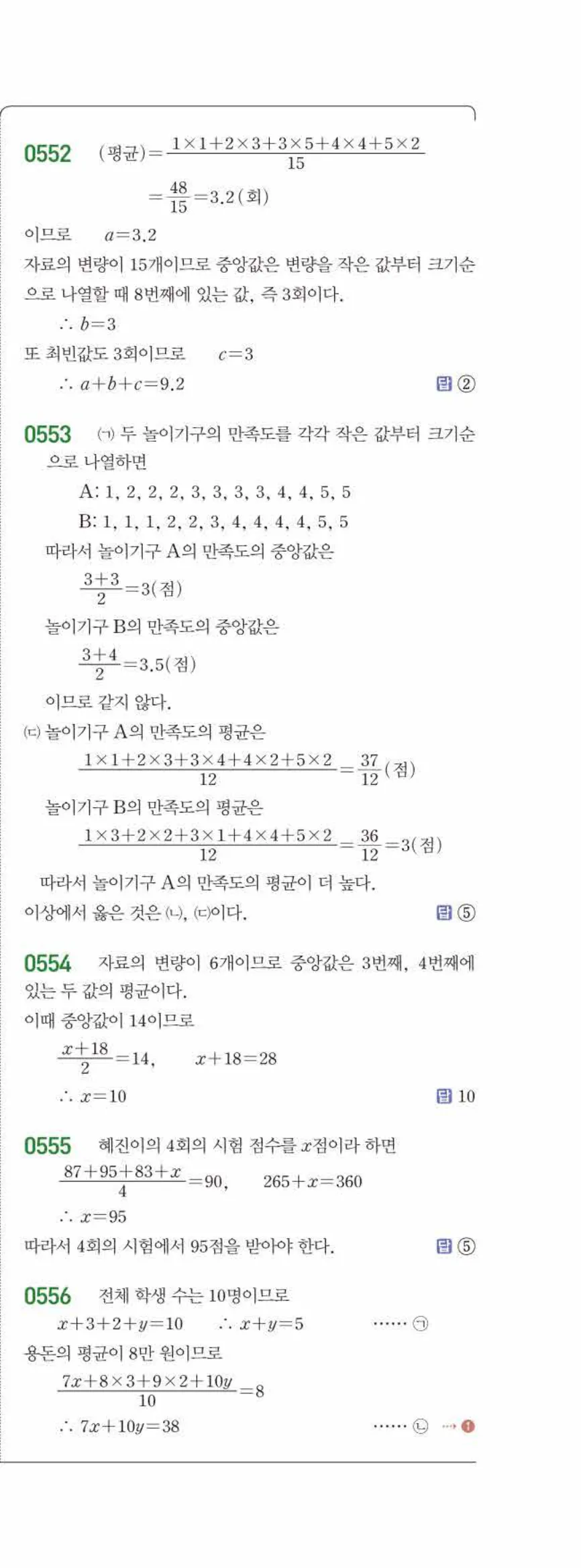 15개정 라이트쎈 중3-2 06 대푯값과 산포도 답지 해설 (4)