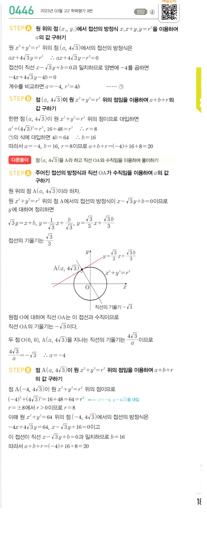 마플시너지 공통수학2 446번 해설 이미지 1