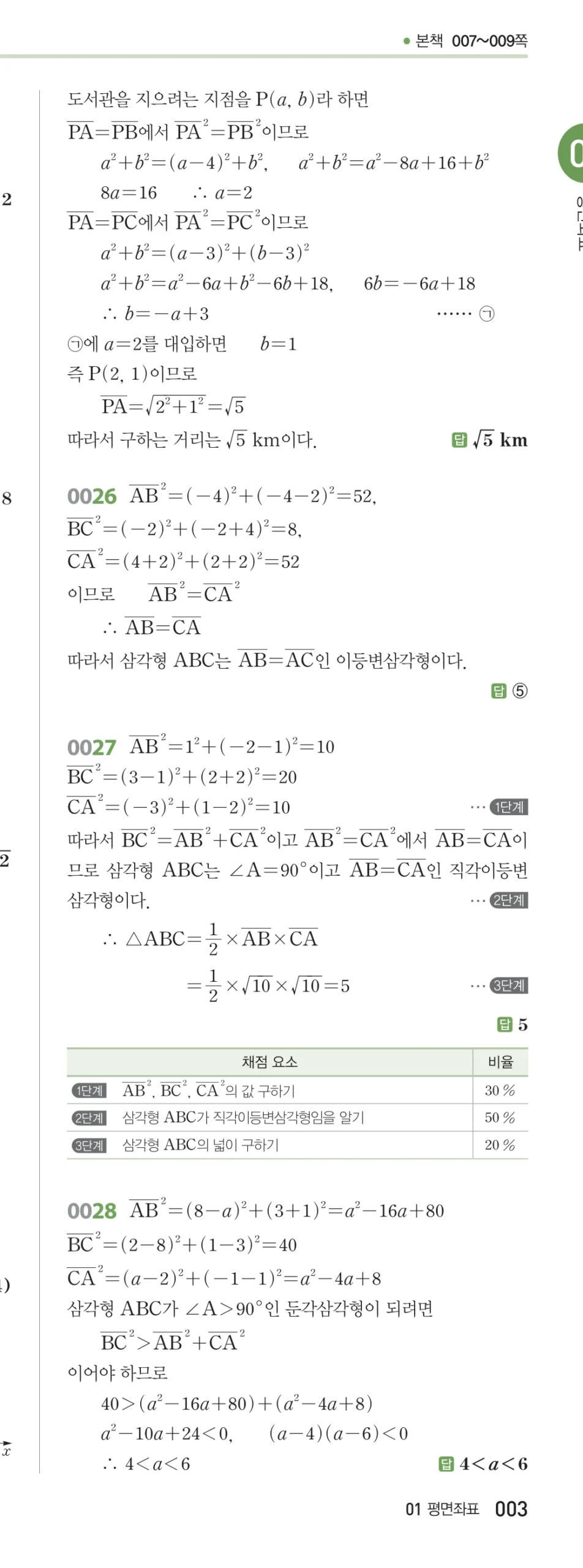 RPM 공통수학2 답지 01 평면좌표 해설 3쪽