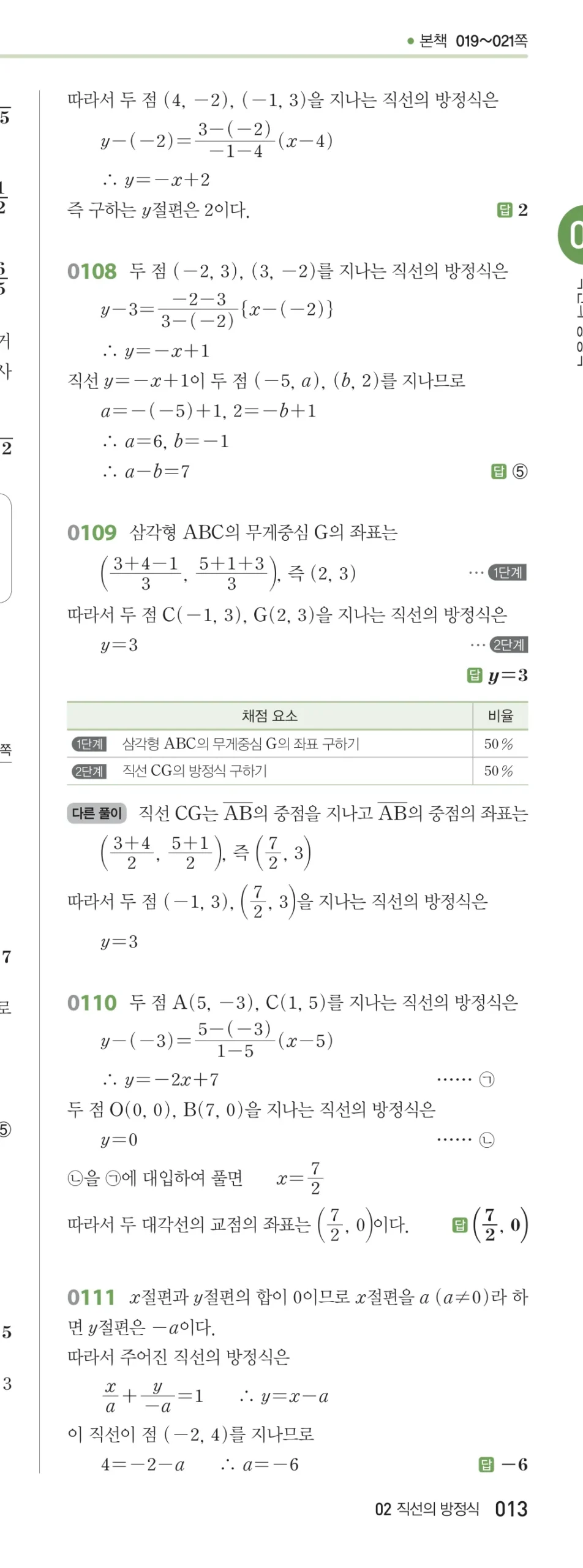 RPM 공통수학2 답지 02 직선의 방정식 해설 13쪽