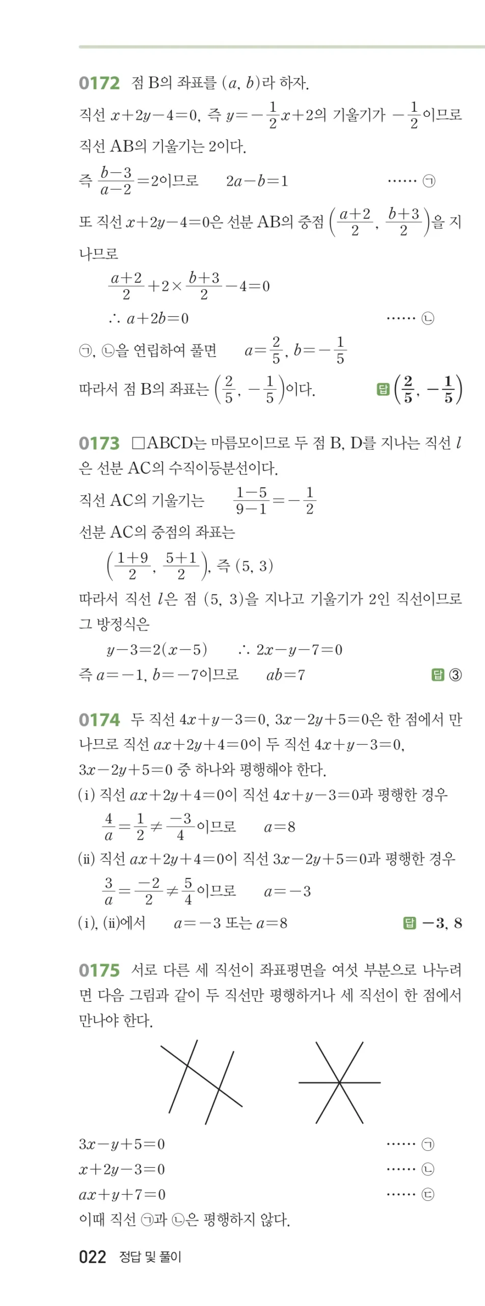 RPM 공통수학2 답지 02 직선의 방정식 해설 22쪽
