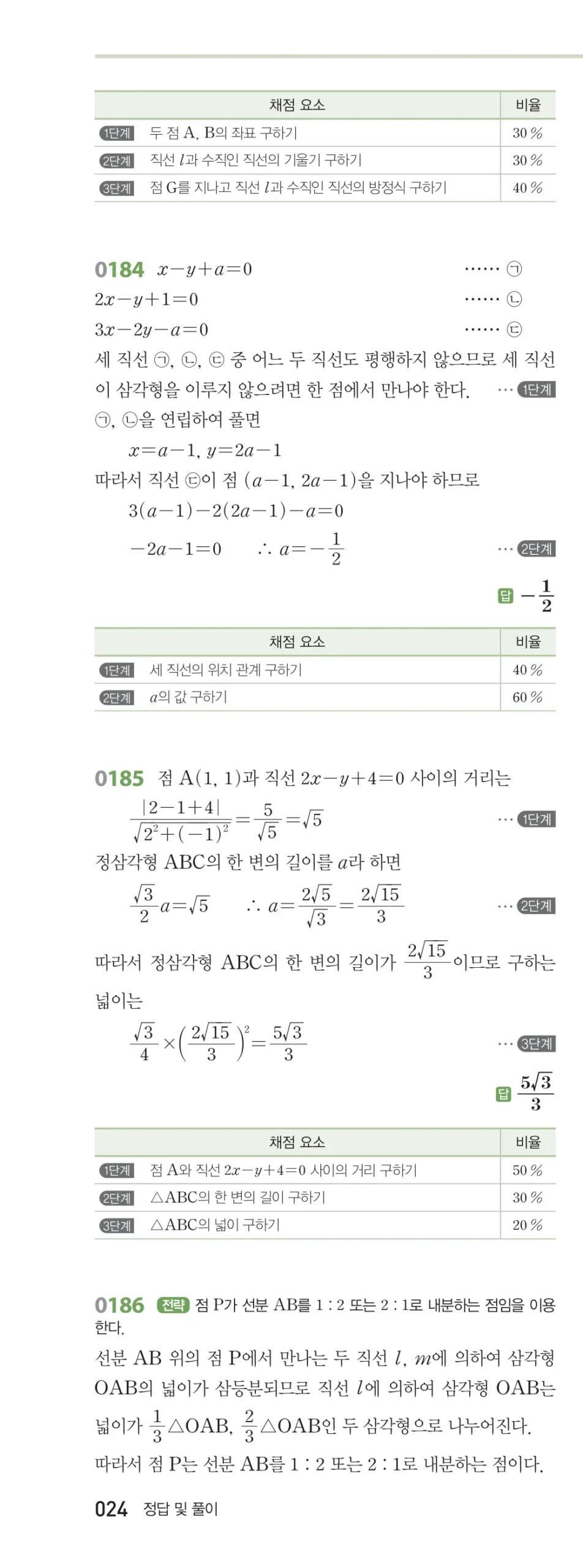 RPM 공통수학2 답지 02 직선의 방정식 해설 24쪽