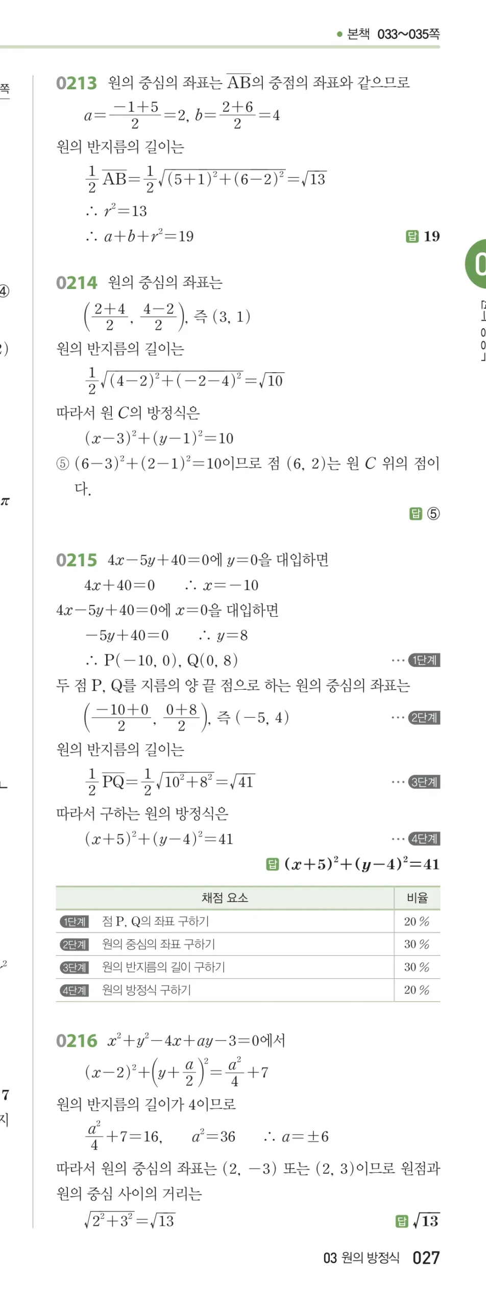 RPM 공통수학2 답지 03 원의 방정식 해설 27쪽