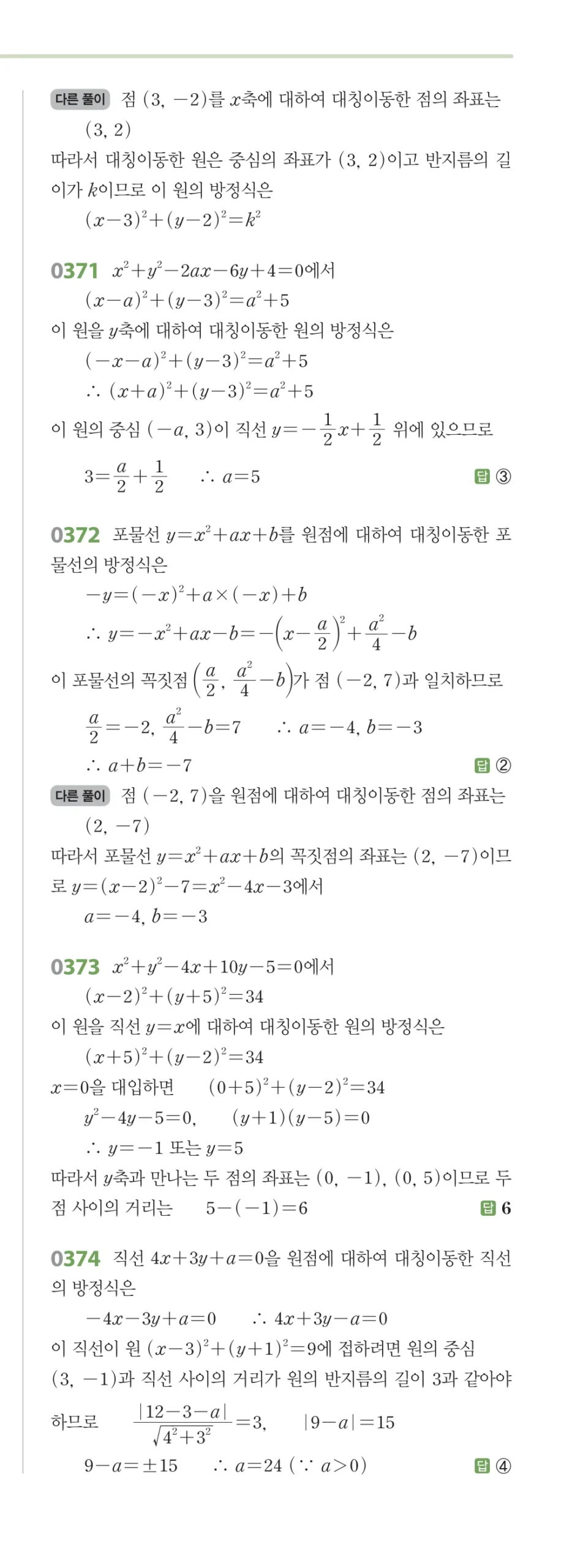 RPM 공통수학2 답지 04 도형의 이동 해설 46쪽