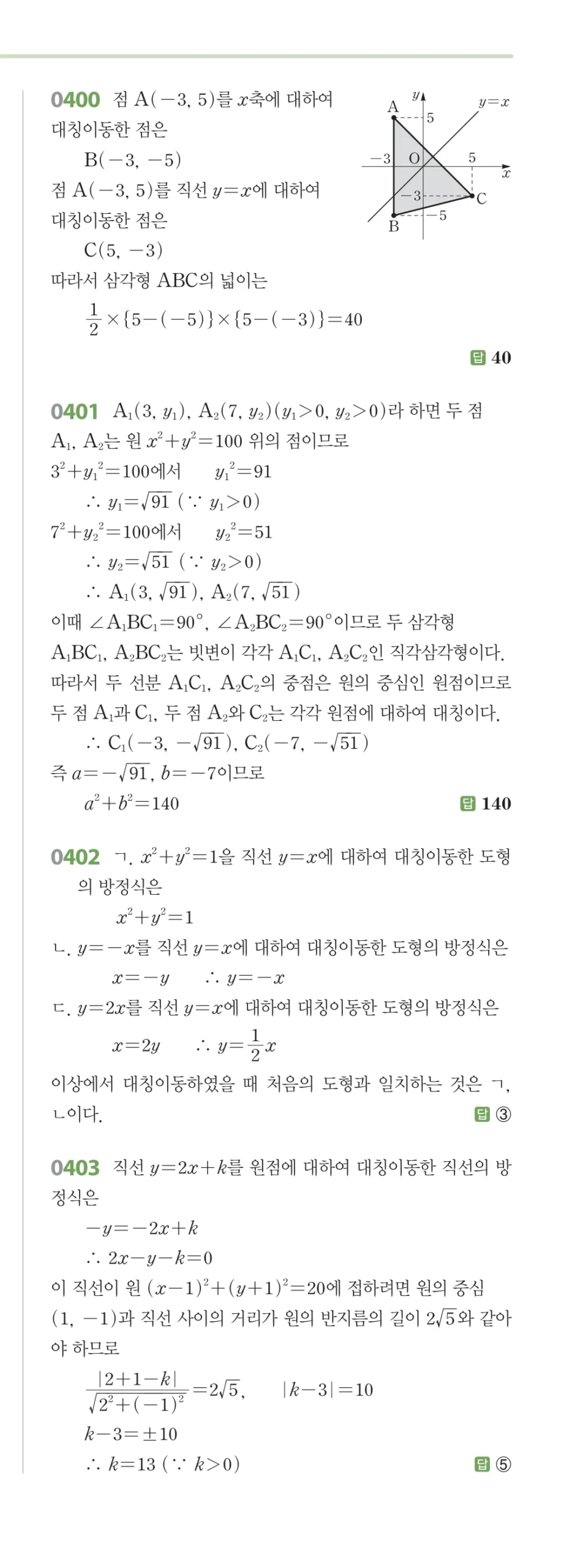 RPM 공통수학2 답지 04 도형의 이동 해설 50쪽