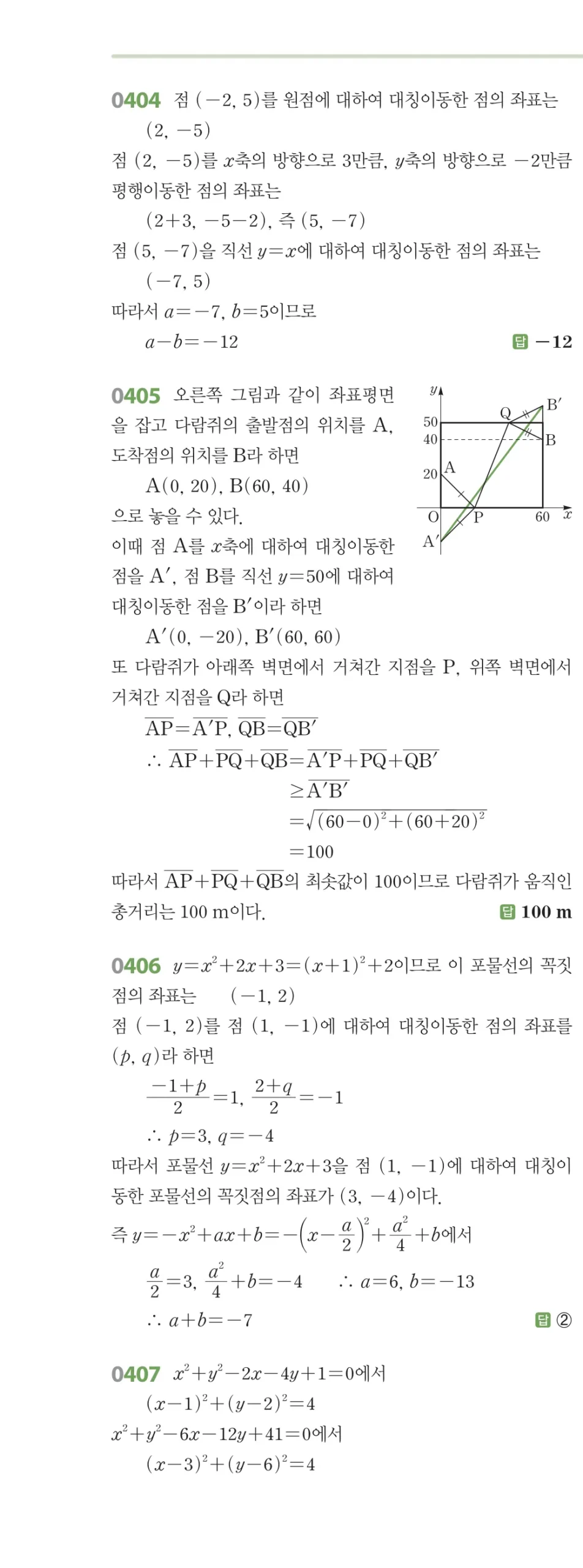RPM 공통수학2 답지 04 도형의 이동 해설 51쪽