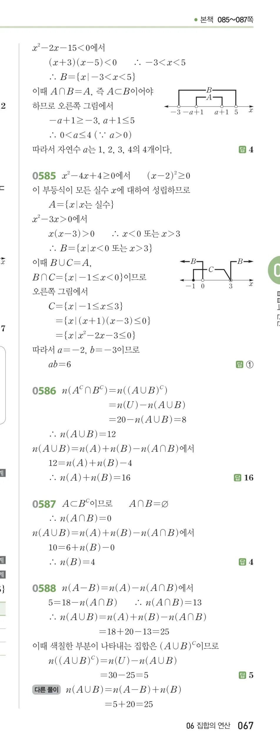 RPM 공통수학2 답지 06 집합의 연산 해설 67쪽