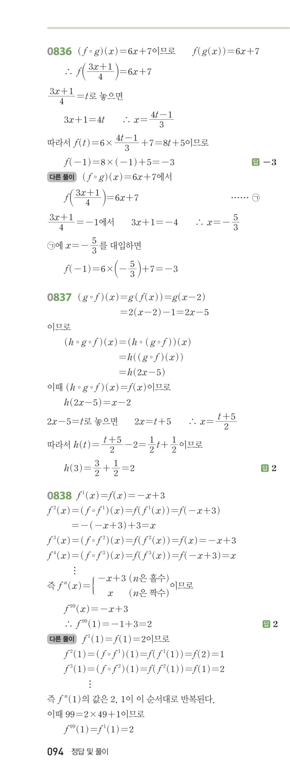 RPM 공통수학2 답지 08 함수 해설 94쪽