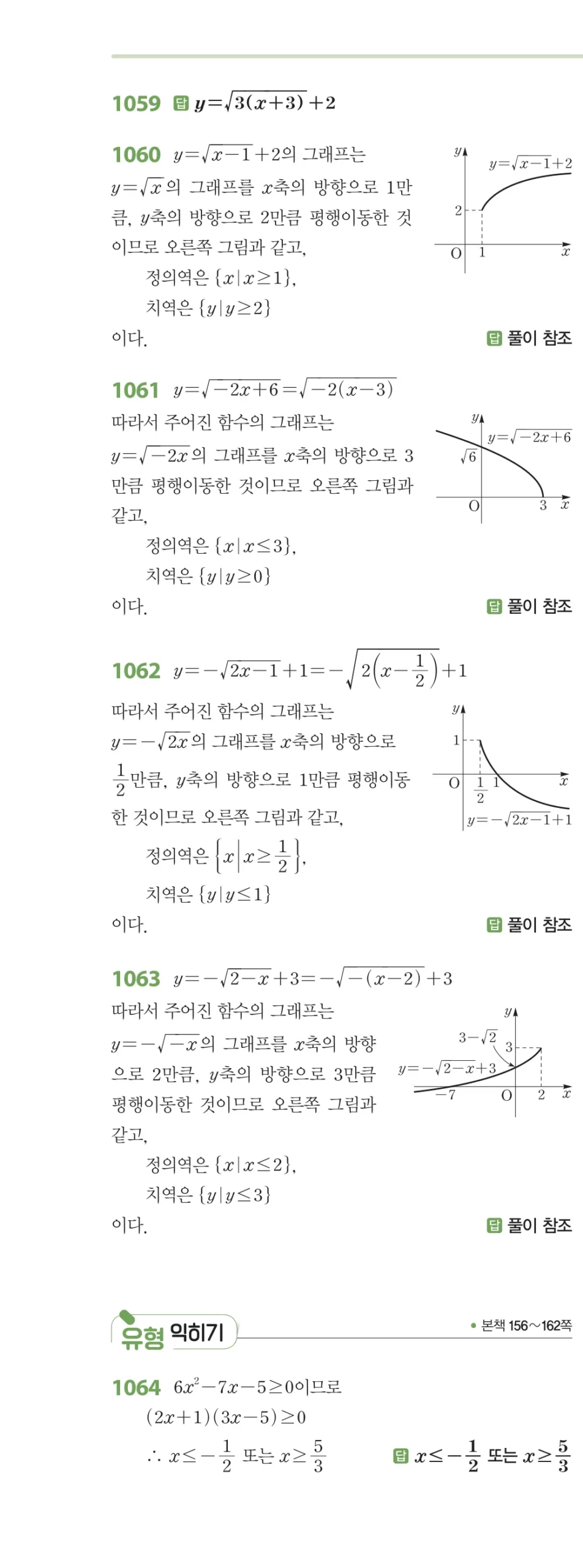 RPM 공통수학2 답지 10 무리식과 무리함수 해설 125쪽