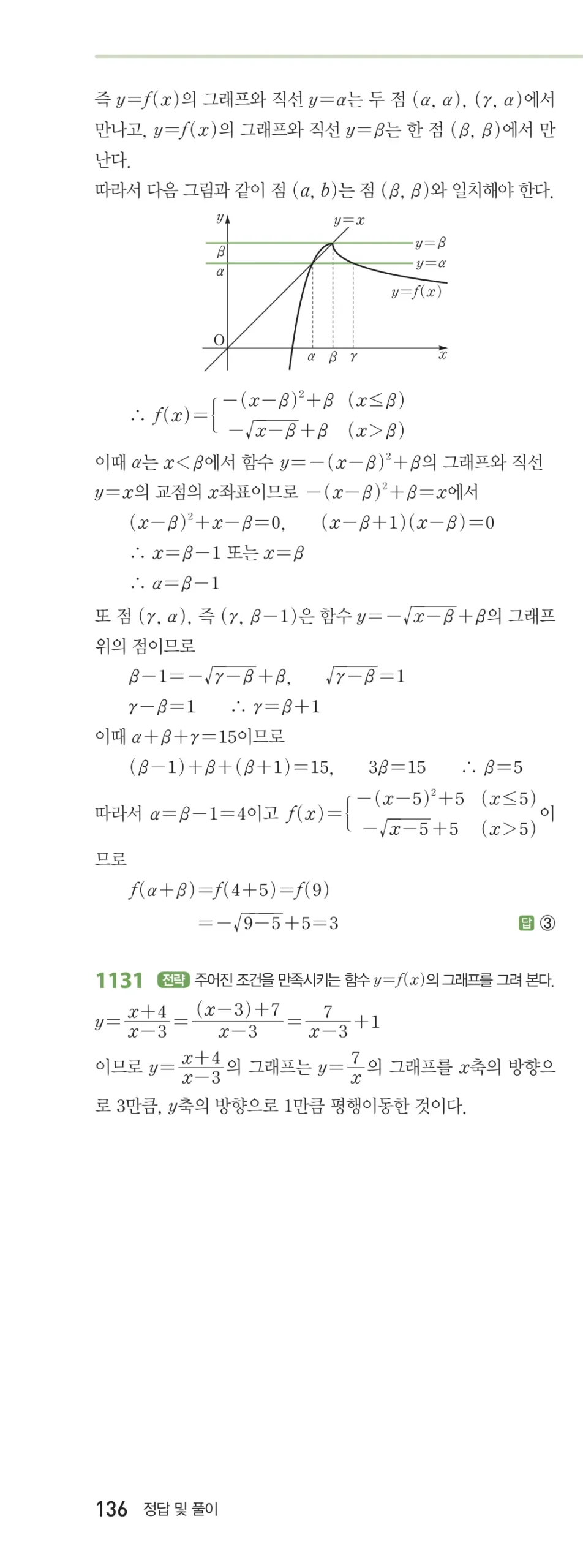 RPM 공통수학2 답지 10 무리식과 무리함수 해설 136쪽