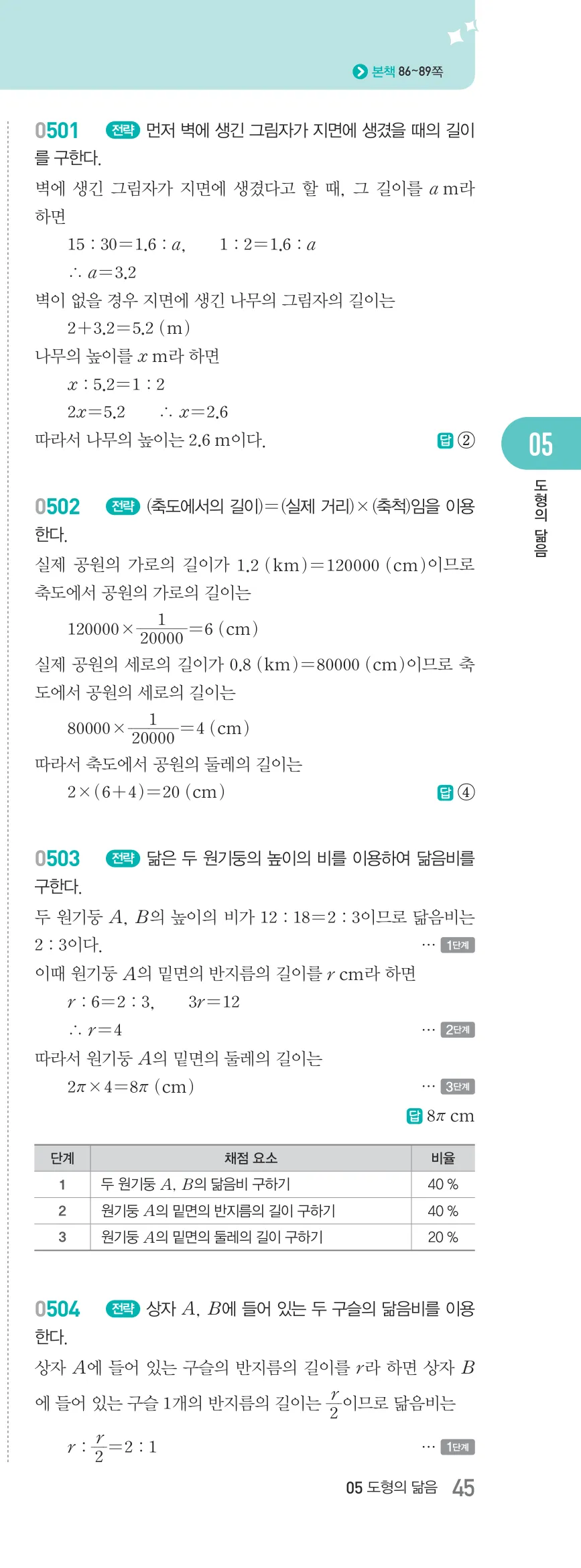 알피엠 중2-2 답지 05 여러 가지 사각형 해설 45쪽 우단