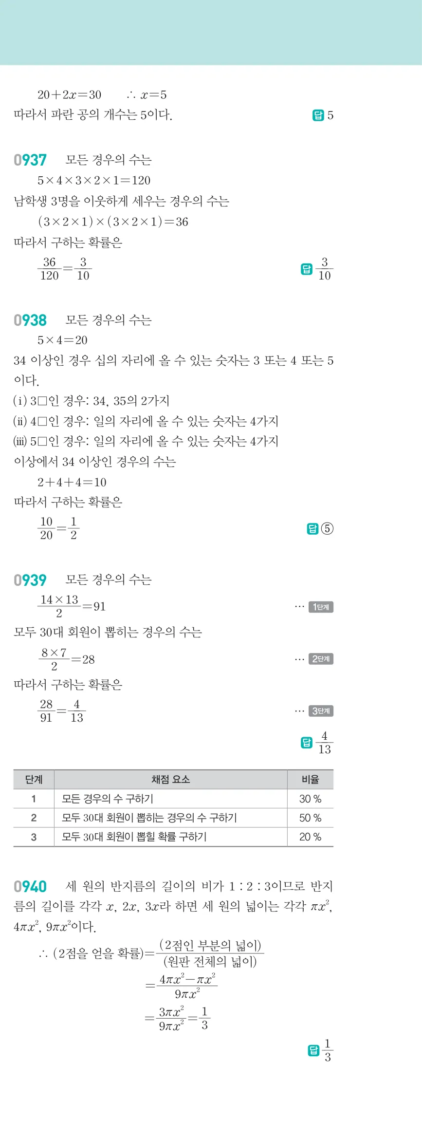 알피엠 중2-2 답지 10 경우의 수와 확률 해설 84쪽 오른쪽 (6)