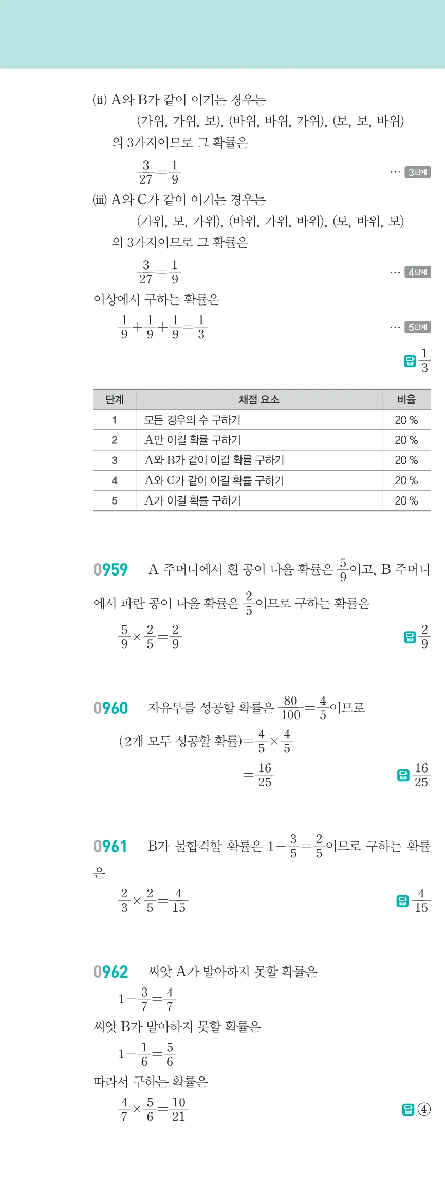 알피엠 중2-2 답지 10 경우의 수와 확률 해설 87쪽 왼쪽 (11)