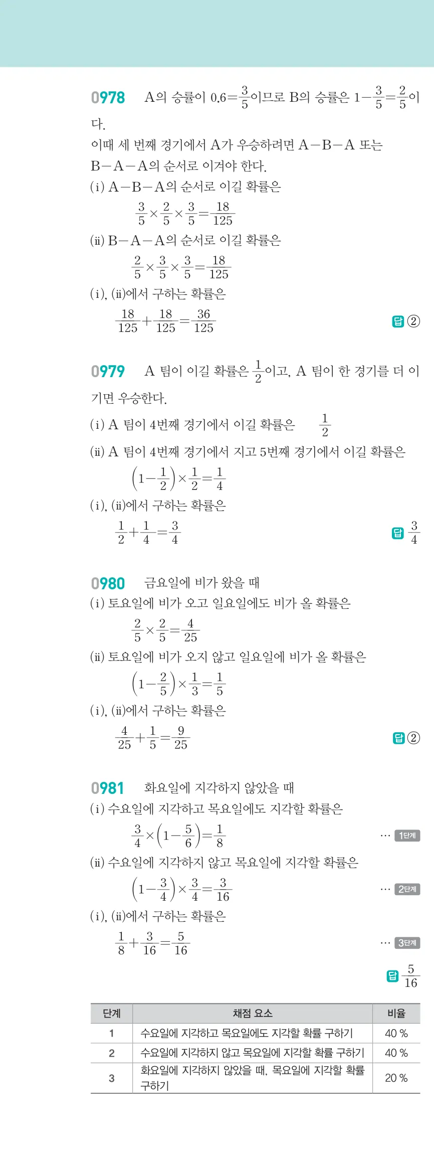 알피엠 중2-2 답지 10 경우의 수와 확률 해설 89쪽 왼쪽 (15)