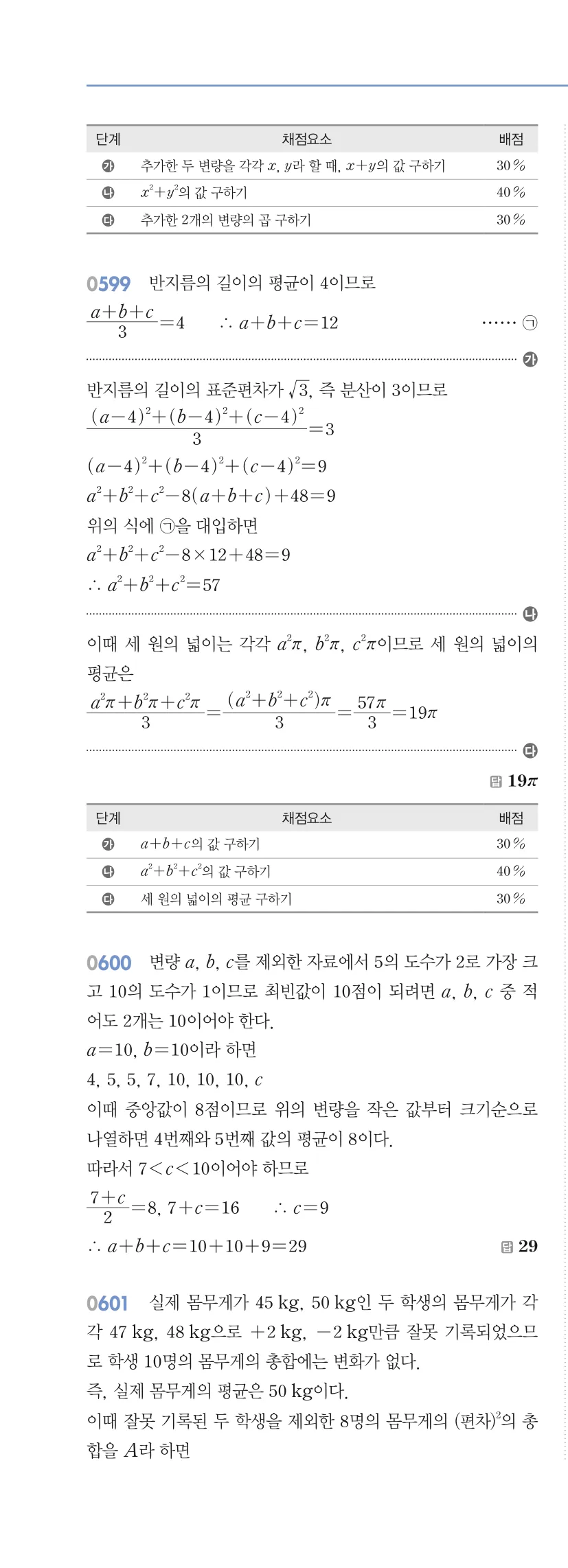 알피엠 중3-2 답지 05 대푯값과 산포도 해설 57쪽