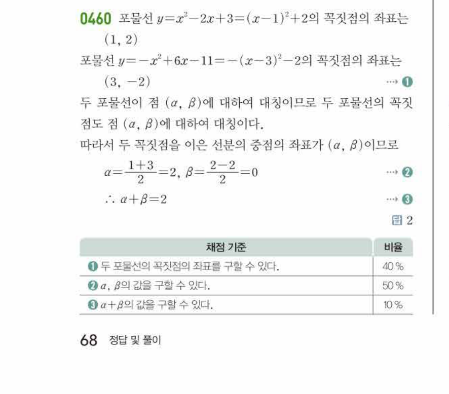 쎈공통수학2 0460번 해설