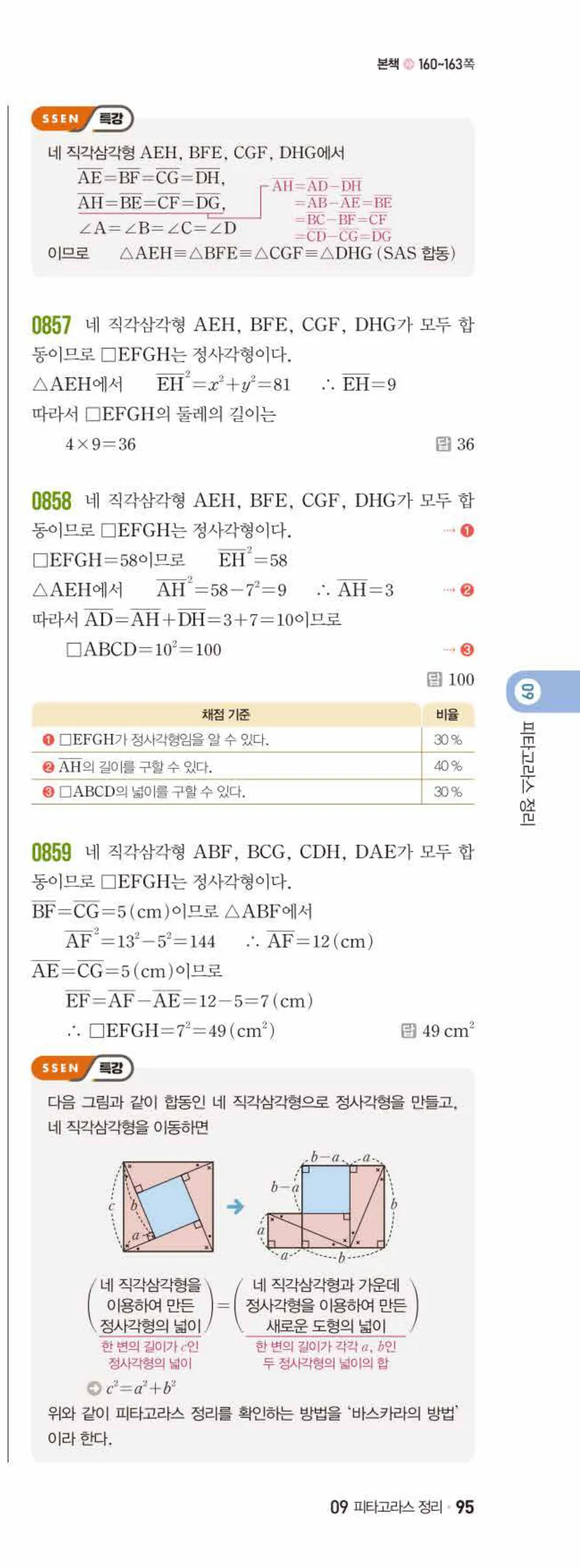 쎈수학 중2-2 09 피타고라스 정리 답지 해설 (12)