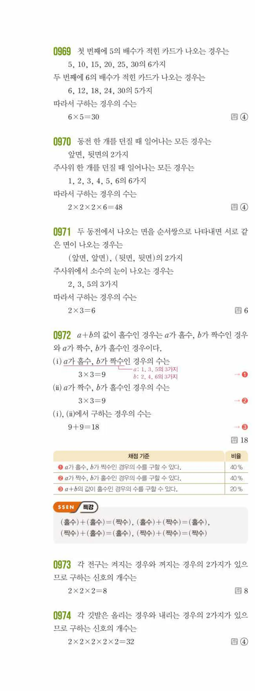 쎈수학 중2-2 10 경우의 수 답지 해설 (11)