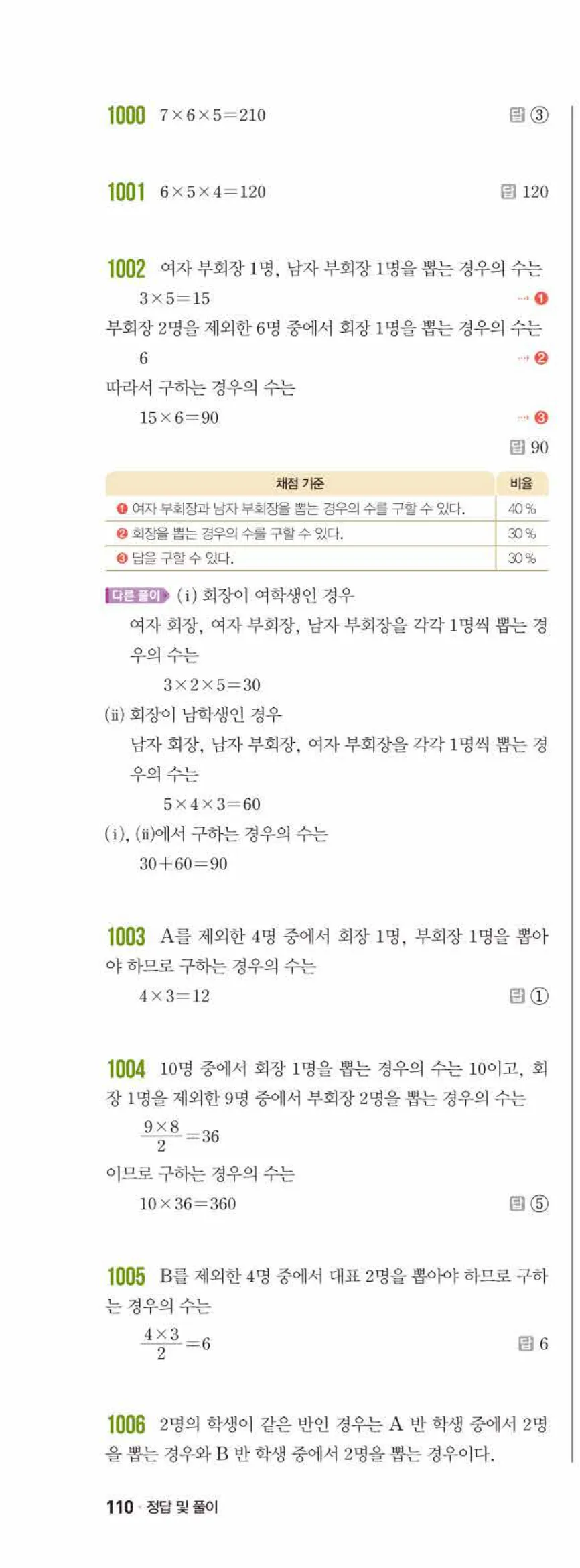 쎈수학 중2-2 10 경우의 수 답지 해설 (17)