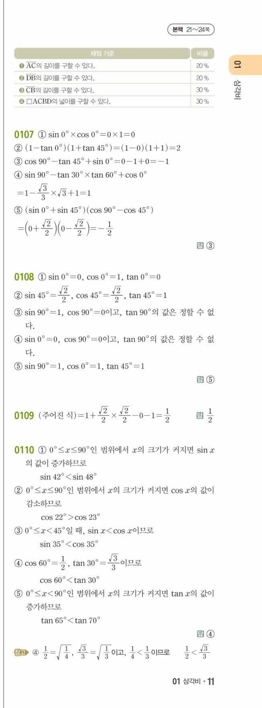 15개정 쎈수학 중3-2 01 삼각비 답지 해설 (20)